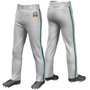 Custom Grey Aqua Black-Aqua Classic Fit Stretch Practice Pantalon de baseball coupe ample