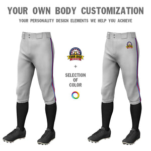 Pantalon de baseball personnalisé gris royal rouge-royal, coupe classique, culotte d'entraînement extensible