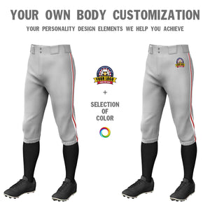 Pantalon de baseball personnalisé gris blanc rouge-blanc, culotte d'entraînement extensible, coupe classique