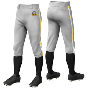 Pantalon de baseball personnalisé gris blanc or-blanc, coupe classique, culotte d'entraînement extensible