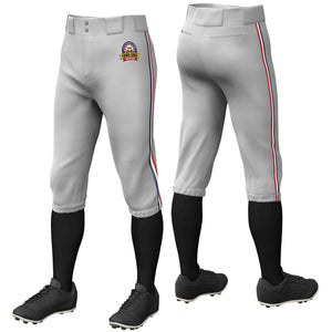 Pantalon de baseball personnalisé gris marine blanc-rouge, coupe classique, culotte d'entraînement extensible