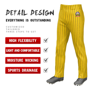 Pantalon de baseball coupe ample à fines rayures noires et jaunes personnalisé