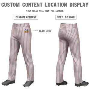 Pantalon de baseball coupe ample et extensible à fines rayures rouges et grises personnalisées