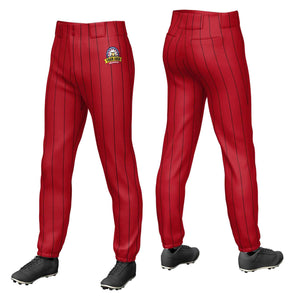 Pantalon de baseball pull-up extensible personnalisé à fines rayures noires et rouges