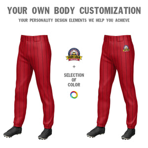 Pantalon de baseball pull-up extensible personnalisé à fines rayures noires et rouges