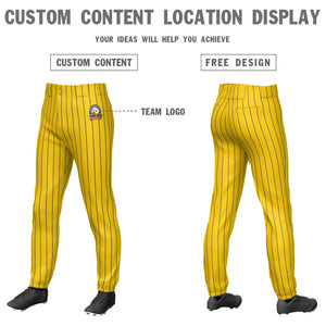 Pantalon de baseball pull-up extensible personnalisé à fines rayures noires et jaunes