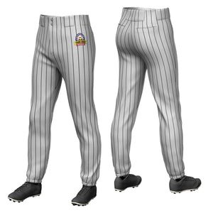 Pantalon de baseball pull-up extensible gris et noir personnalisé à fines rayures