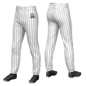 Pantalon de baseball pull-up extensible blanc et noir personnalisé à fines rayures