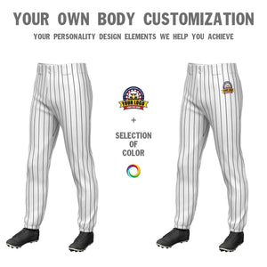 Pantalon de baseball pull-up extensible blanc et noir personnalisé à fines rayures