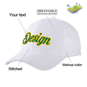 Casquette de baseball personnalisée blanche Kelly vert-jaune courbée Eaves Sport Design