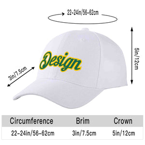 Casquette de baseball personnalisée blanche Kelly vert-jaune courbée Eaves Sport Design