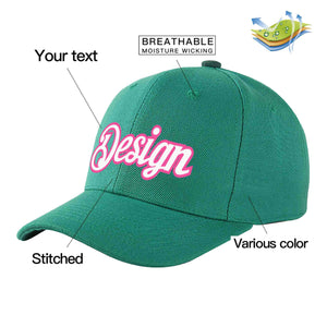 Casquette de baseball incurvée personnalisée vert clair blanc-rose avec avant-toit