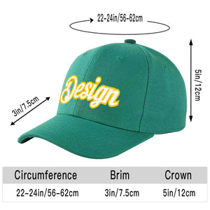 Casquette de baseball courbée personnalisée vert clair blanc-or avec avant-toit