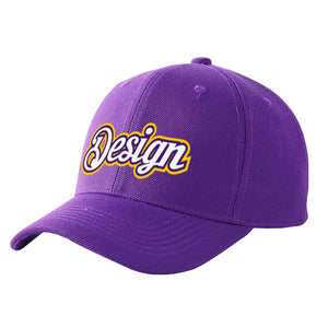 Casquette de baseball personnalisée violet blanc-violet courbé Eaves Sport Design