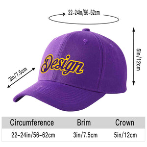 Custom Purple Purple-Gold Curved Eaves Sport Design Baseball Cap