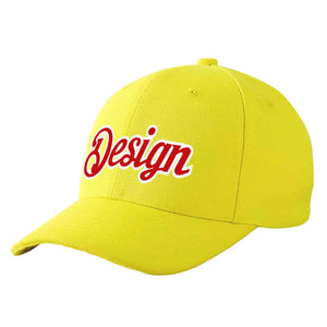 Casquette de baseball personnalisée jaune rouge-blanc avec avant-toit incurvé