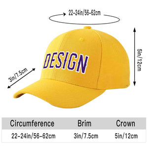 Casquette de baseball incurvée personnalisée en or violet-blanc avec avant-toit