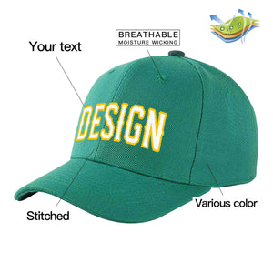 Casquette de baseball courbée personnalisée vert clair blanc-or avec avant-toit