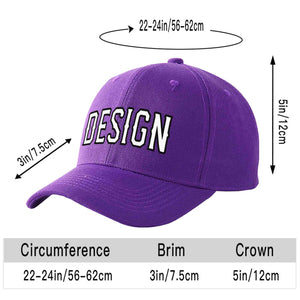 Casquette de baseball personnalisée violet blanc-noir incurvée Eaves Sport Design