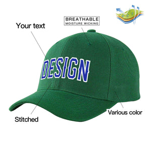 Casquette de baseball personnalisée vert royal-blanc courbé Eaves Sport Design