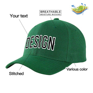 Casquette de baseball personnalisée, vert, noir et blanc, design sportif, avec avant-toit incurvé