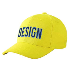 Casquette de baseball personnalisée jaune marine-bleu clair incurvée Eaves Sport Design