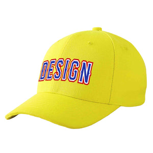 Casquette de baseball personnalisée jaune royal-blanc courbé Eaves Sport Design