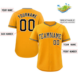 Custom Yellow Black-White Classic Style Authentic Baseball Jersey