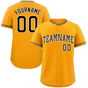 Custom Yellow Black-White Classic Style Authentic Baseball Jersey