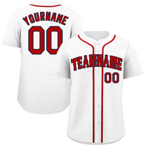 Maillot de baseball authentique de style classique blanc rouge-marine personnalisé