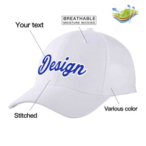 Casquette de baseball personnalisée blanche royale-blanche incurvée Eaves Sport Design