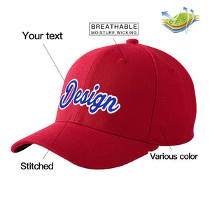 Casquette de baseball personnalisée rouge royal-blanc courbé Eaves Sport Design