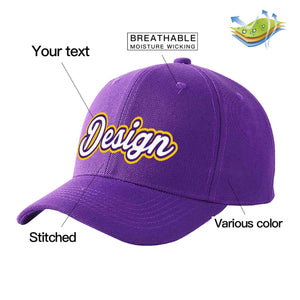 Casquette de baseball personnalisée violet blanc-violet courbé Eaves Sport Design