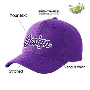 Casquette de baseball personnalisée, violet, violet, blanc, courbée, design sportif