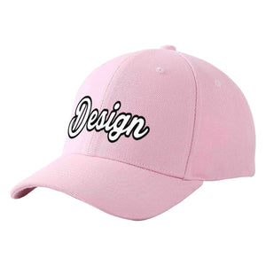 Casquette de baseball personnalisée rose, blanche et noire avec avant-toit incurvé et design sportif