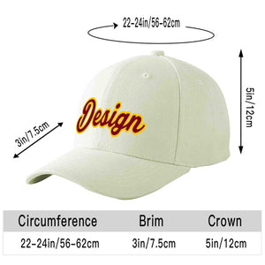 Casquette de baseball incurvée personnalisée crème cramoisi-or avec avant-toit