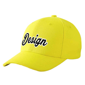 Casquette de baseball incurvée personnalisée jaune noir-blanc avec avant-toit