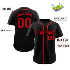 Maillot de baseball authentique de style classique noir rouge personnalisé