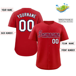 Custom Red White-Navy Classic Style Authentic Baseball Jersey