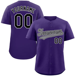 Custom Purple Gray-White Classic Style Authentic Baseball Jersey