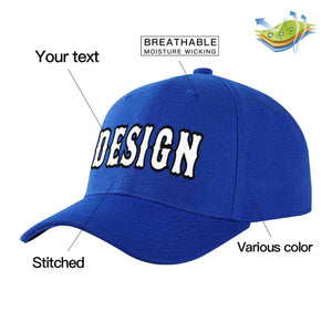 Casquette de baseball personnalisée Royal White-Black Curved Eaves Sport Design