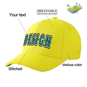 Casquette de baseball personnalisée jaune aqua-blanc courbée Eaves Sport Design