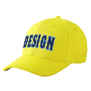 Casquette de baseball personnalisée jaune marine-bleu clair incurvée Eaves Sport Design