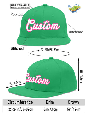 Custom Teal White-Pink Flat Eaves Sport Baseball Cap