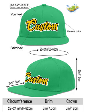 Custom Teal Gold-Black Flat Eaves Sport Baseball Cap