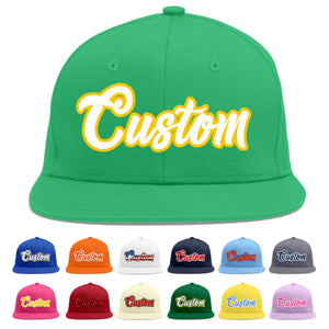 Custom Teal White-Gold Flat Eaves Sport Baseball Cap