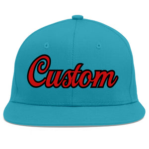 Casquette de baseball sport personnalisée Aqua rouge-noir Flat Eaves