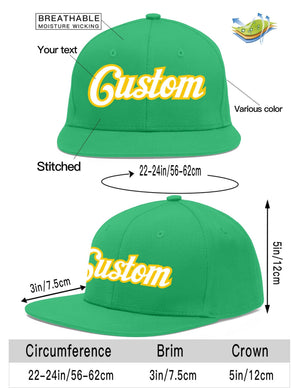 Custom Teal White-Gold Flat Eaves Sport Baseball Cap