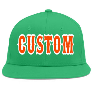 Custom Teal Orange-White Flat Eaves Sport Baseball Cap