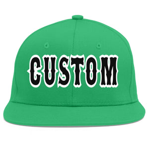 Custom Teal Black-White Flat Eaves Sport Baseball Cap